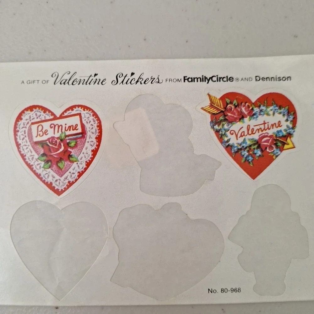 Vintage 1970's Valentines Cards Stickers & Craft Confetti, 11 Cards Rare Find